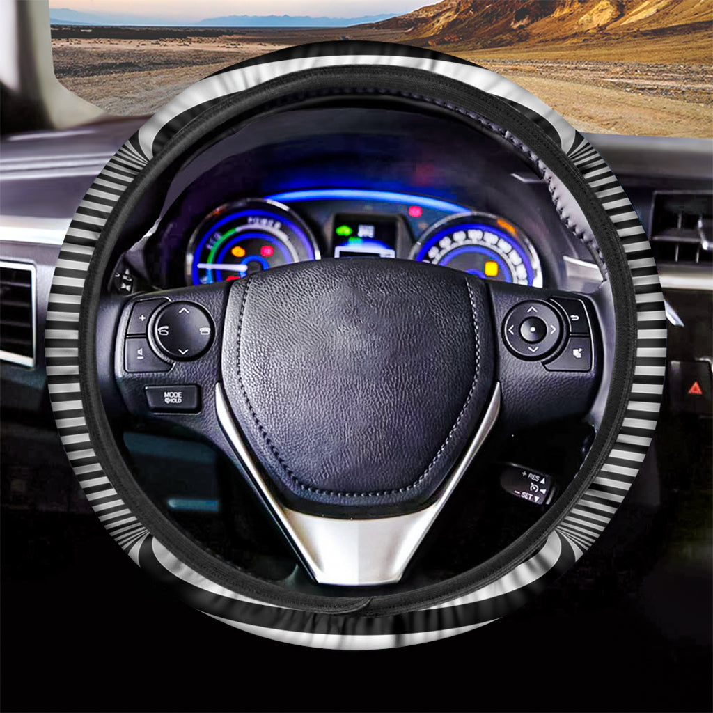 Black And White Torus Illusion Print Car Steering Wheel Cover
