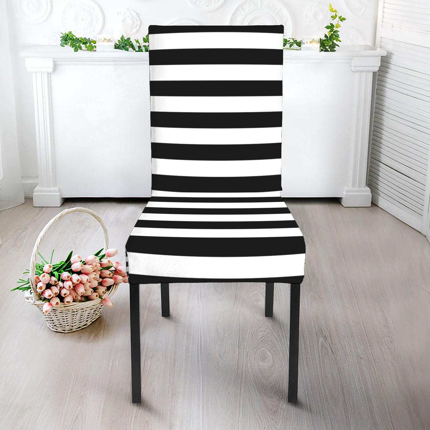 Black And White Torus Illusion Print Dining Chair Slipcover