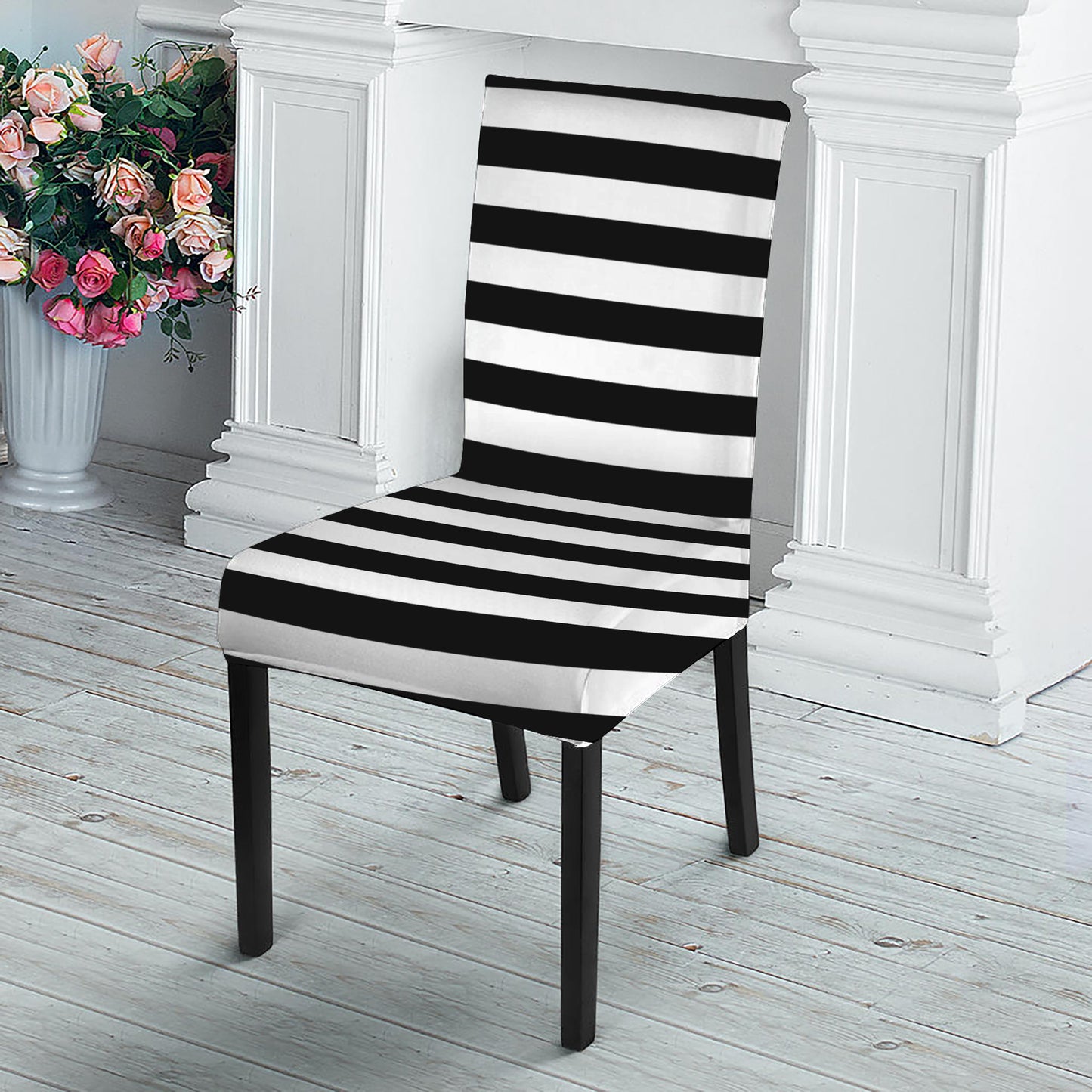 Black And White Torus Illusion Print Dining Chair Slipcover