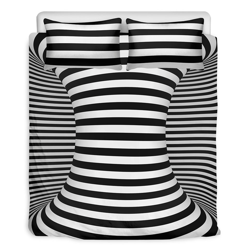 Black And White Torus Illusion Print Duvet Cover Bedding Set