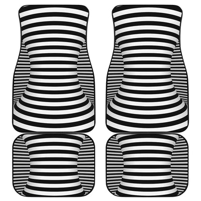 Black And White Torus Illusion Print Front and Back Car Floor Mats
