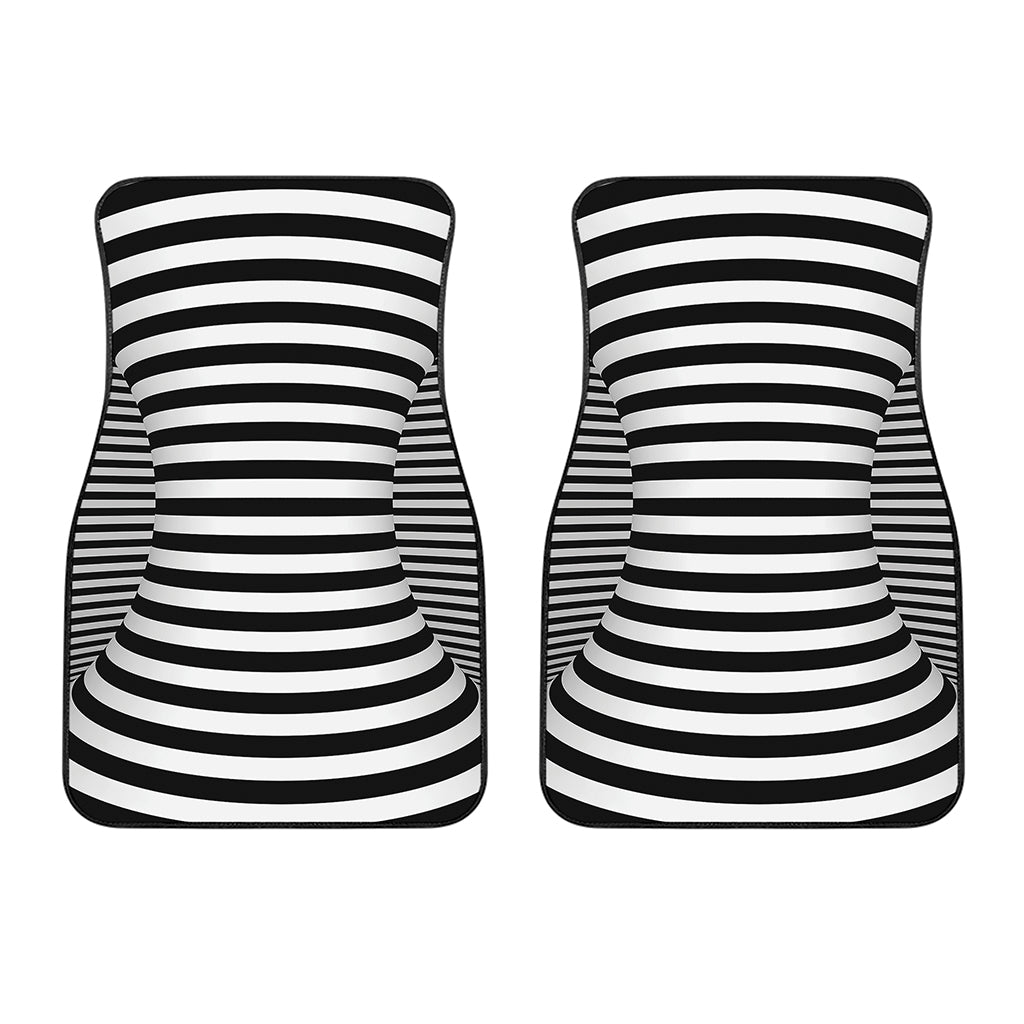 Black And White Torus Illusion Print Front Car Floor Mats