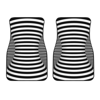 Black And White Torus Illusion Print Front Car Floor Mats