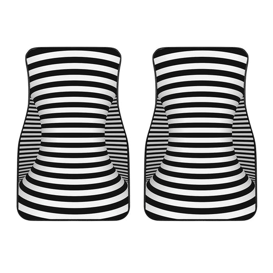 Black And White Torus Illusion Print Front Car Floor Mats