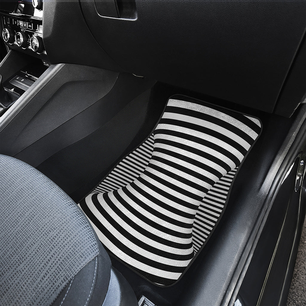 Black And White Torus Illusion Print Front Car Floor Mats