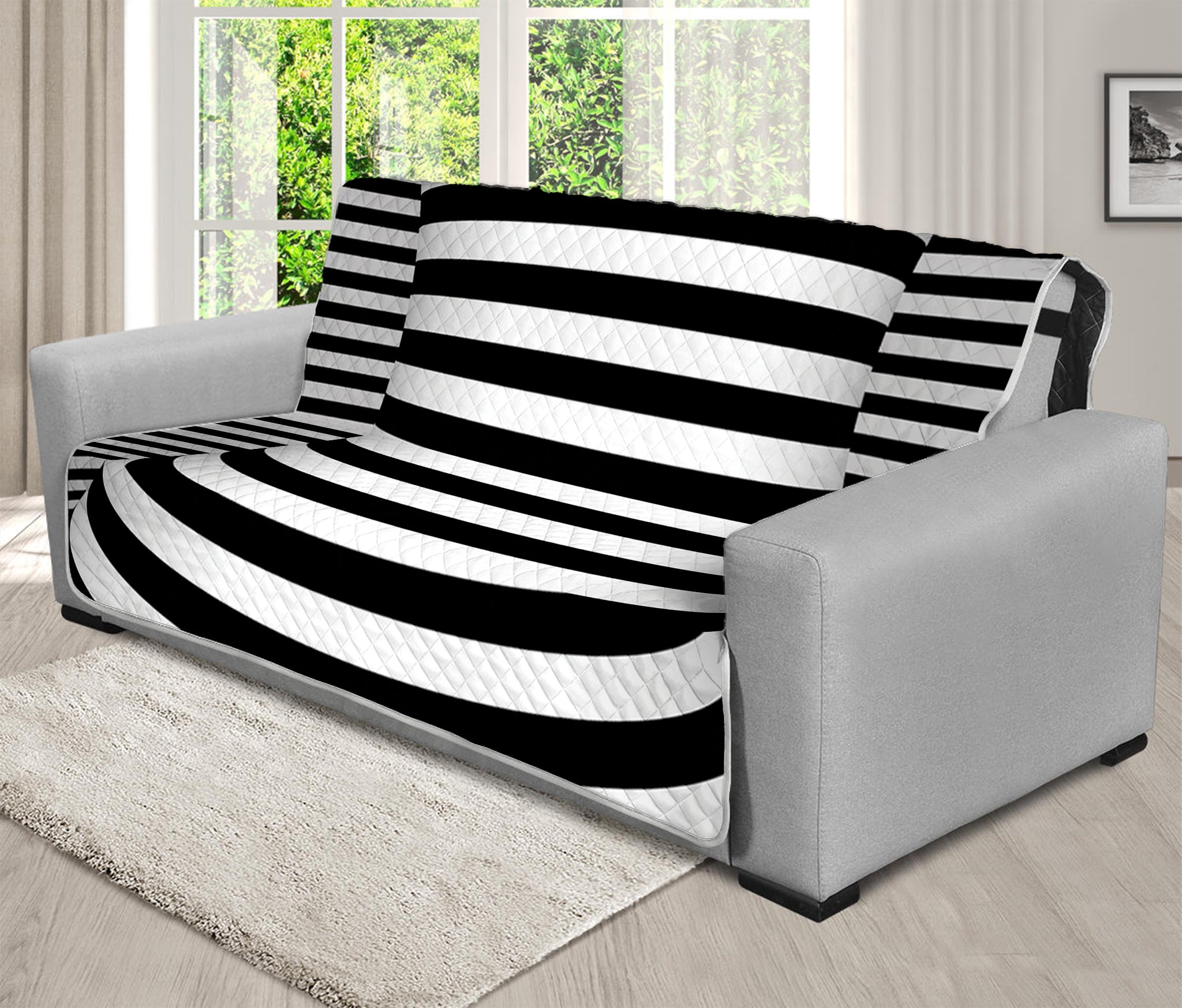 Black And White Torus Illusion Print Futon Protector