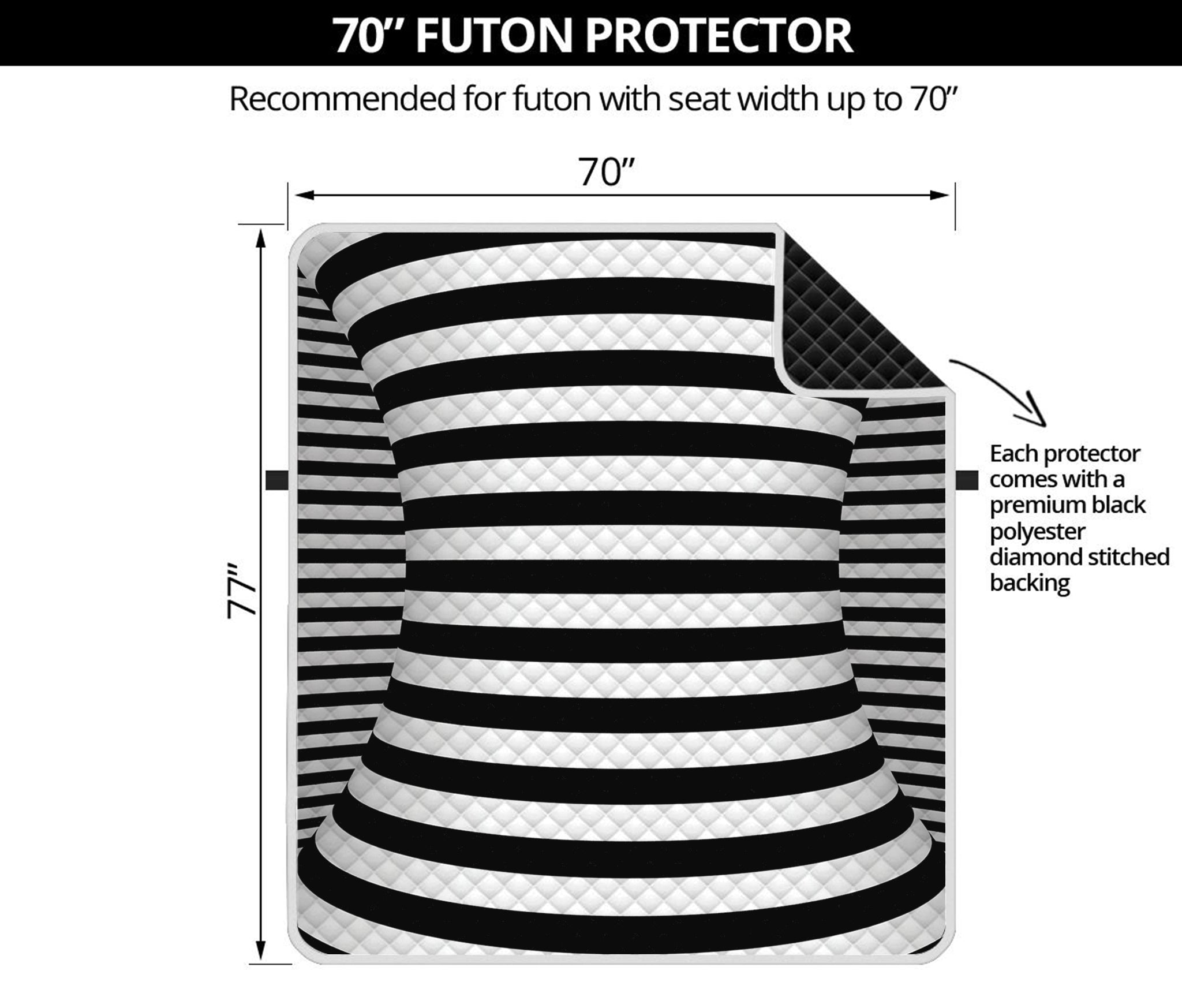 Black And White Torus Illusion Print Futon Protector