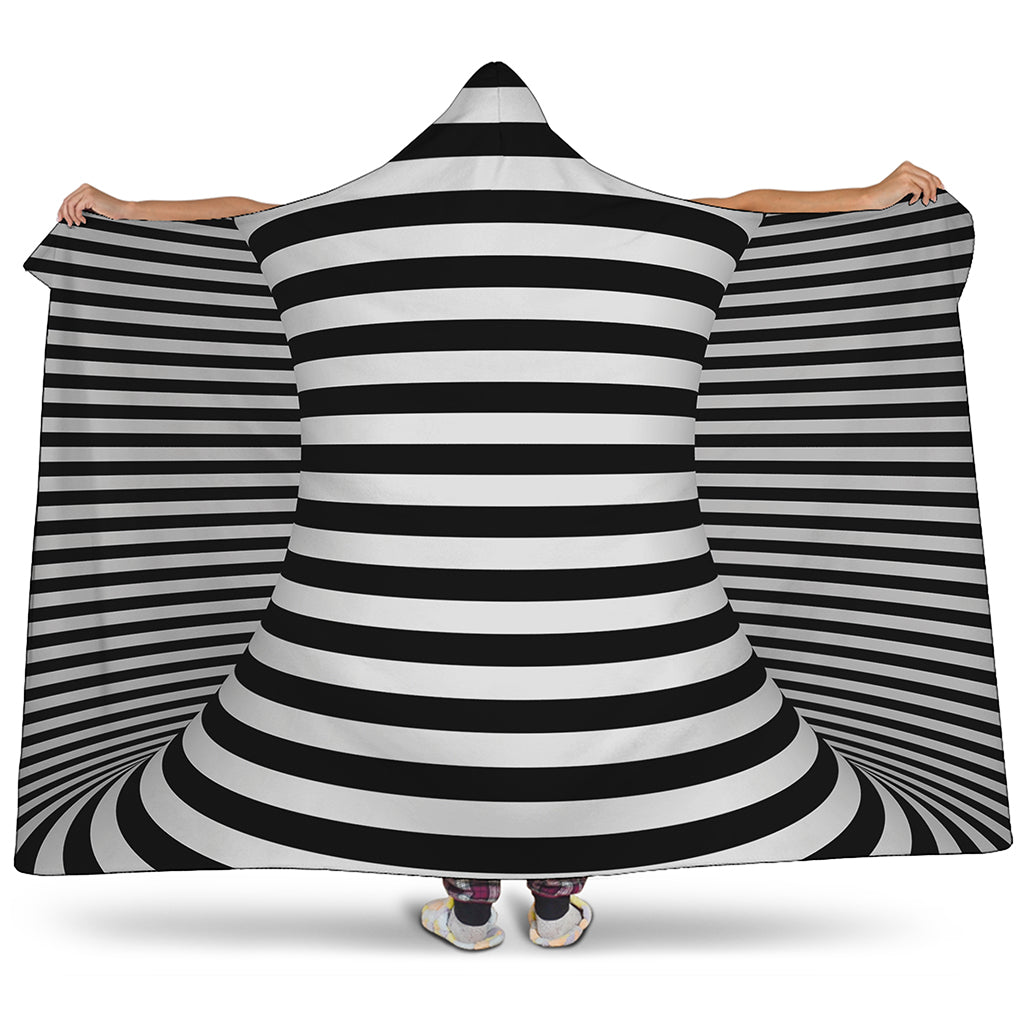 Black And White Torus Illusion Print Hooded Blanket