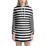 Black And White Torus Illusion Print Hoodie Dress
