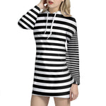 Black And White Torus Illusion Print Hoodie Dress