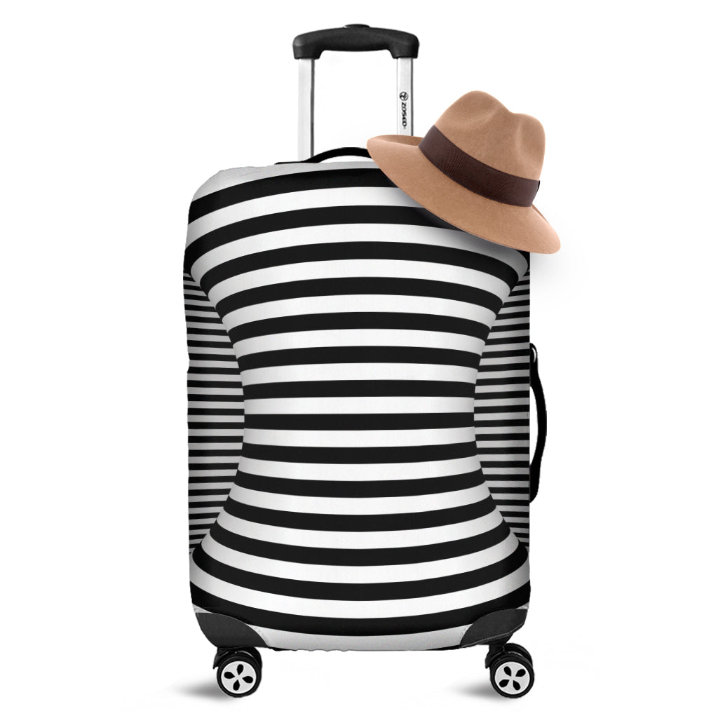 Black And White Torus Illusion Print Luggage Cover