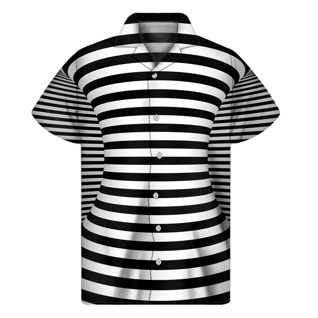 Black And White Torus Illusion Print Men's Short Sleeve Shirt