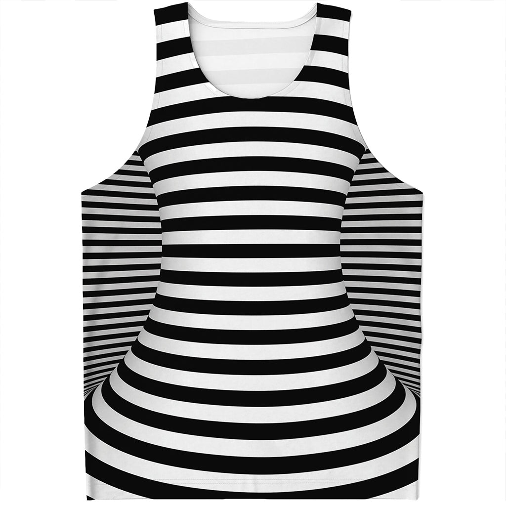 Black And White Torus Illusion Print Men's Tank Top