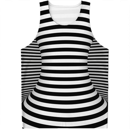 Black And White Torus Illusion Print Men's Tank Top