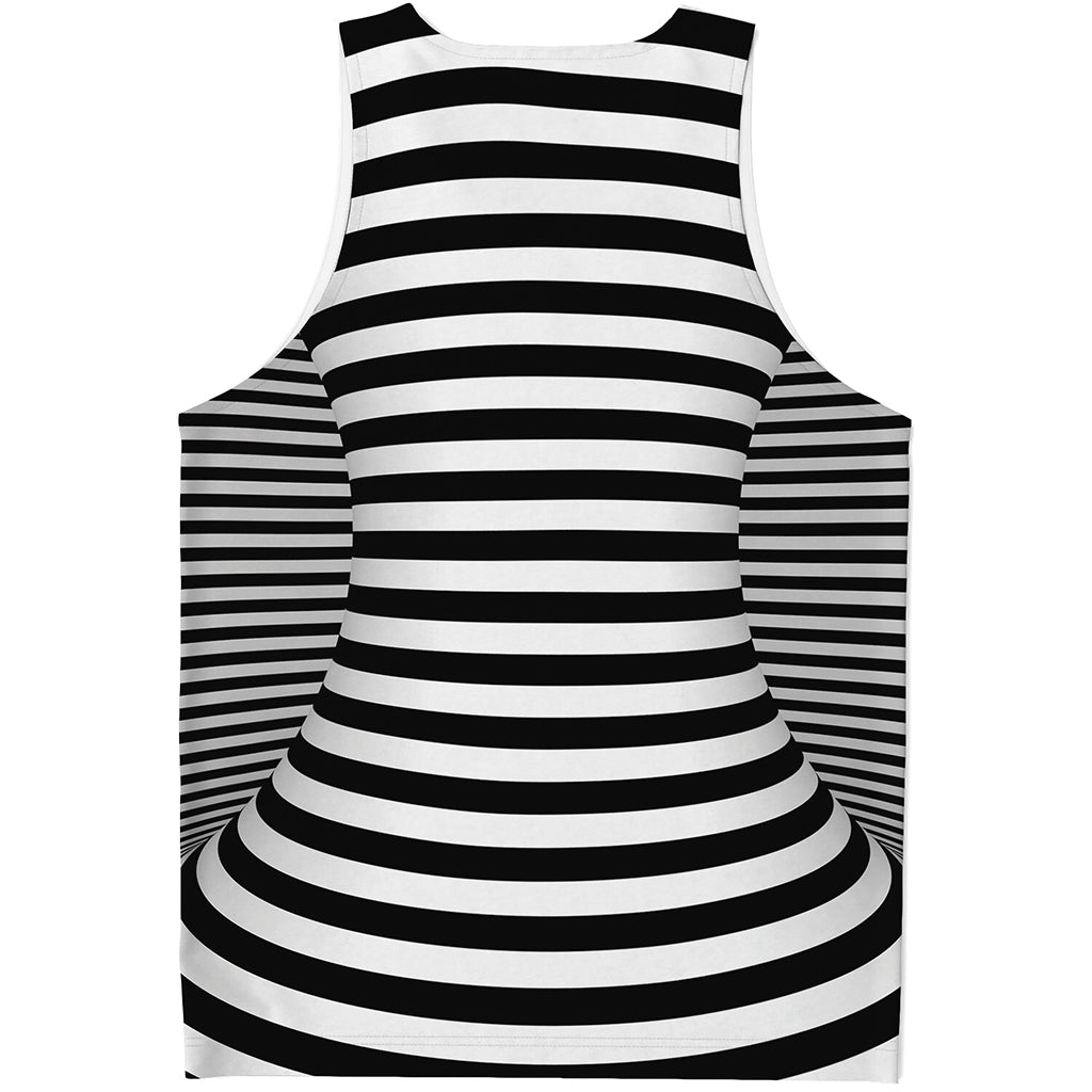 Black And White Torus Illusion Print Men's Tank Top