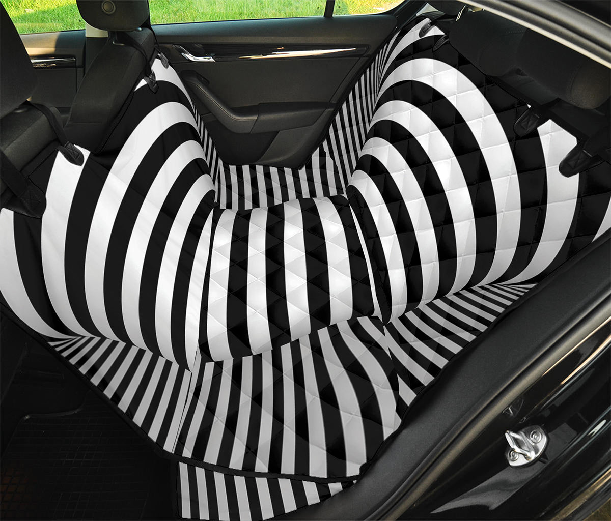 Black And White Torus Illusion Print Pet Car Back Seat Cover