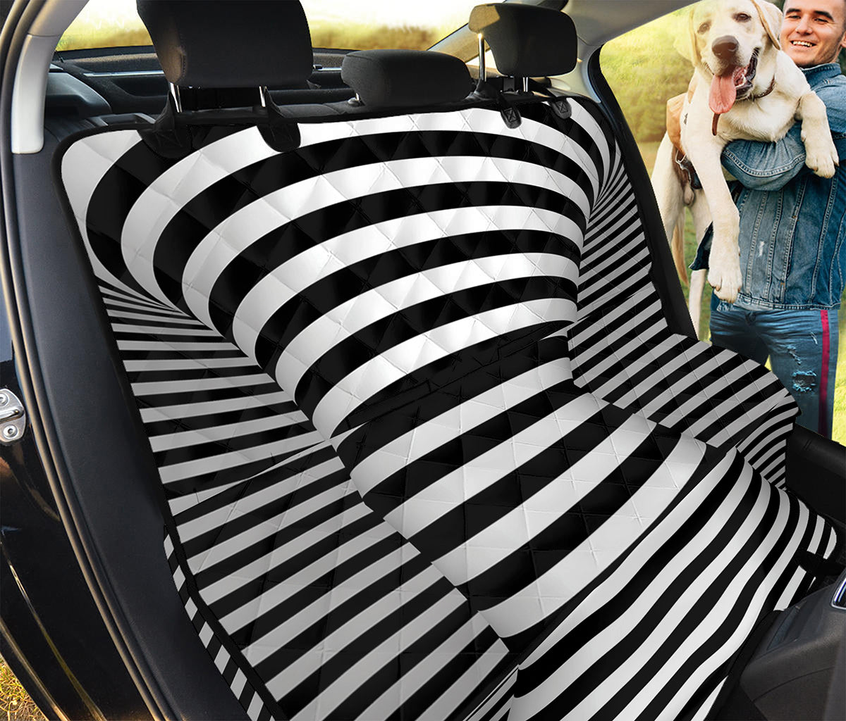 Black And White Torus Illusion Print Pet Car Back Seat Cover