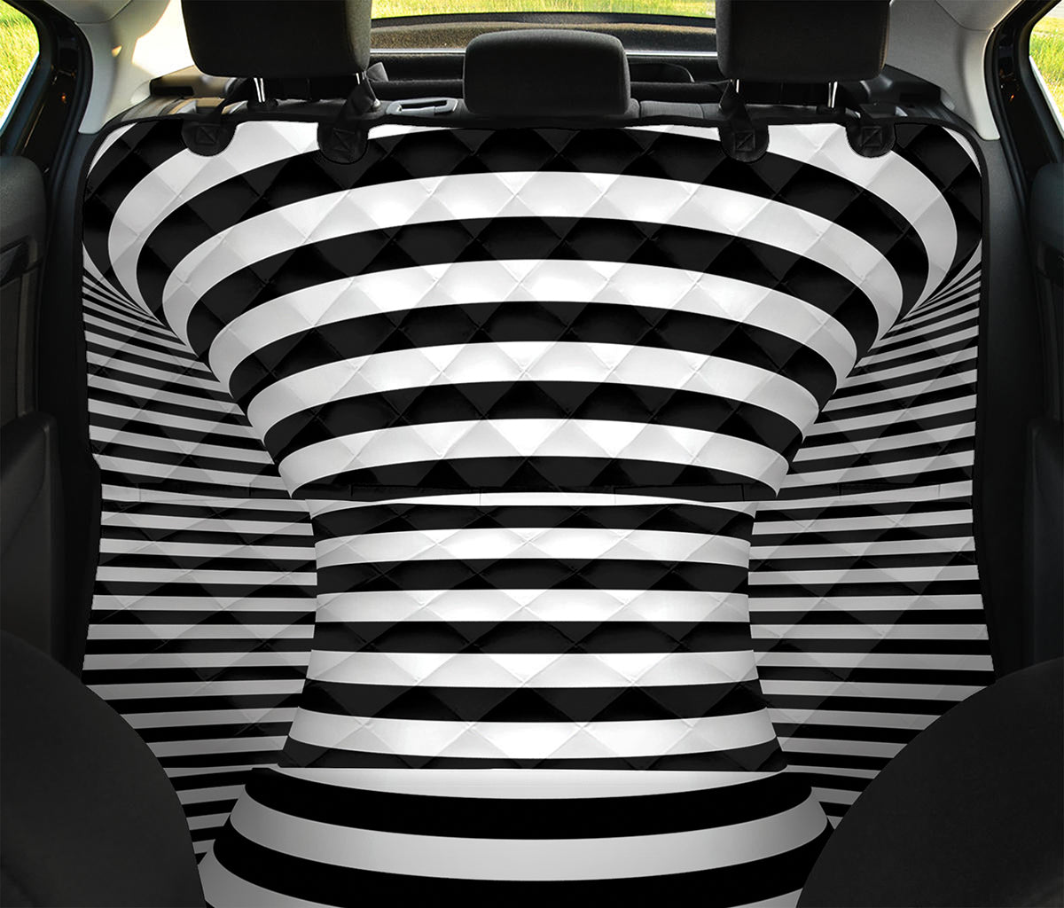 Black And White Torus Illusion Print Pet Car Back Seat Cover