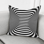 Black And White Torus Illusion Print Pillow Cover
