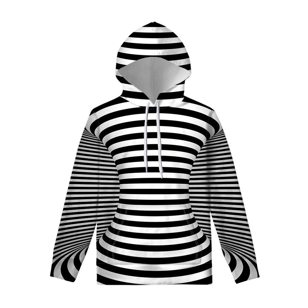 Black And White Torus Illusion Print Pullover Hoodie
