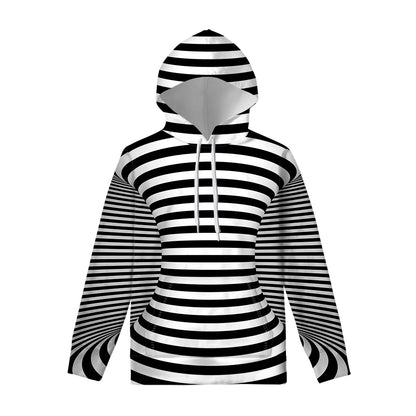 Black And White Torus Illusion Print Pullover Hoodie