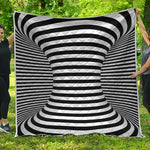 Black And White Torus Illusion Print Quilt