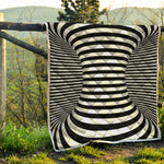 Black And White Torus Illusion Print Quilt