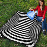 Black And White Torus Illusion Print Quilt
