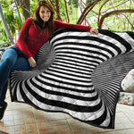 Black And White Torus Illusion Print Quilt