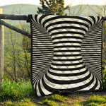 Black And White Torus Illusion Print Quilt