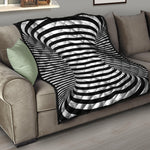 Black And White Torus Illusion Print Quilt