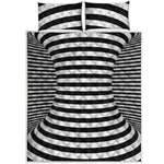 Black And White Torus Illusion Print Quilt Bed Set