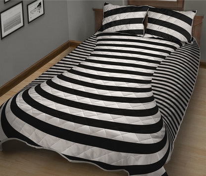 Black And White Torus Illusion Print Quilt Bed Set