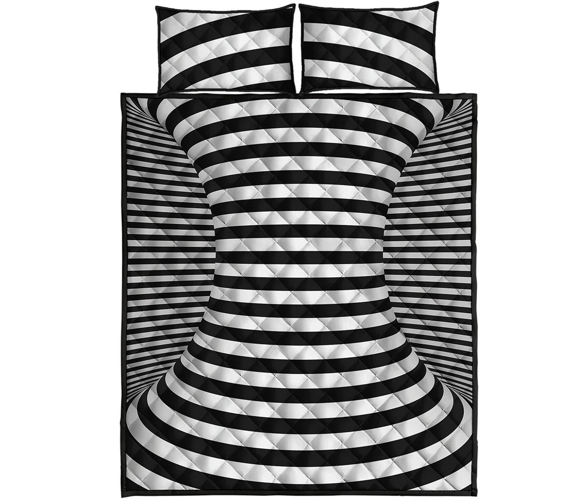 Black And White Torus Illusion Print Quilt Bed Set