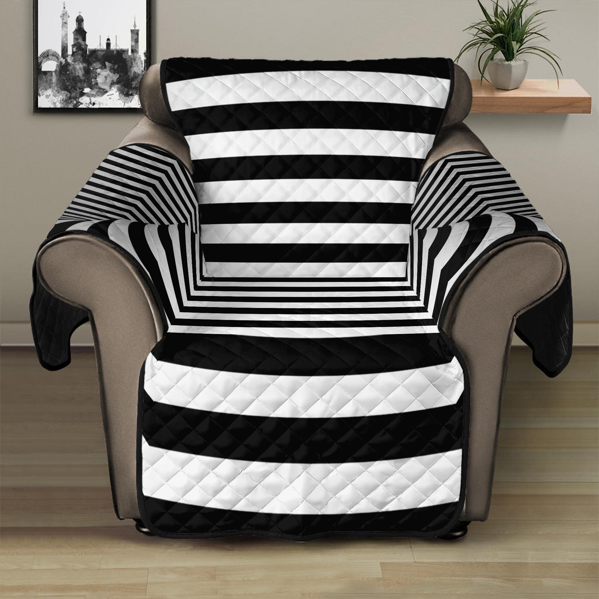 Black And White Torus Illusion Print Recliner Protector