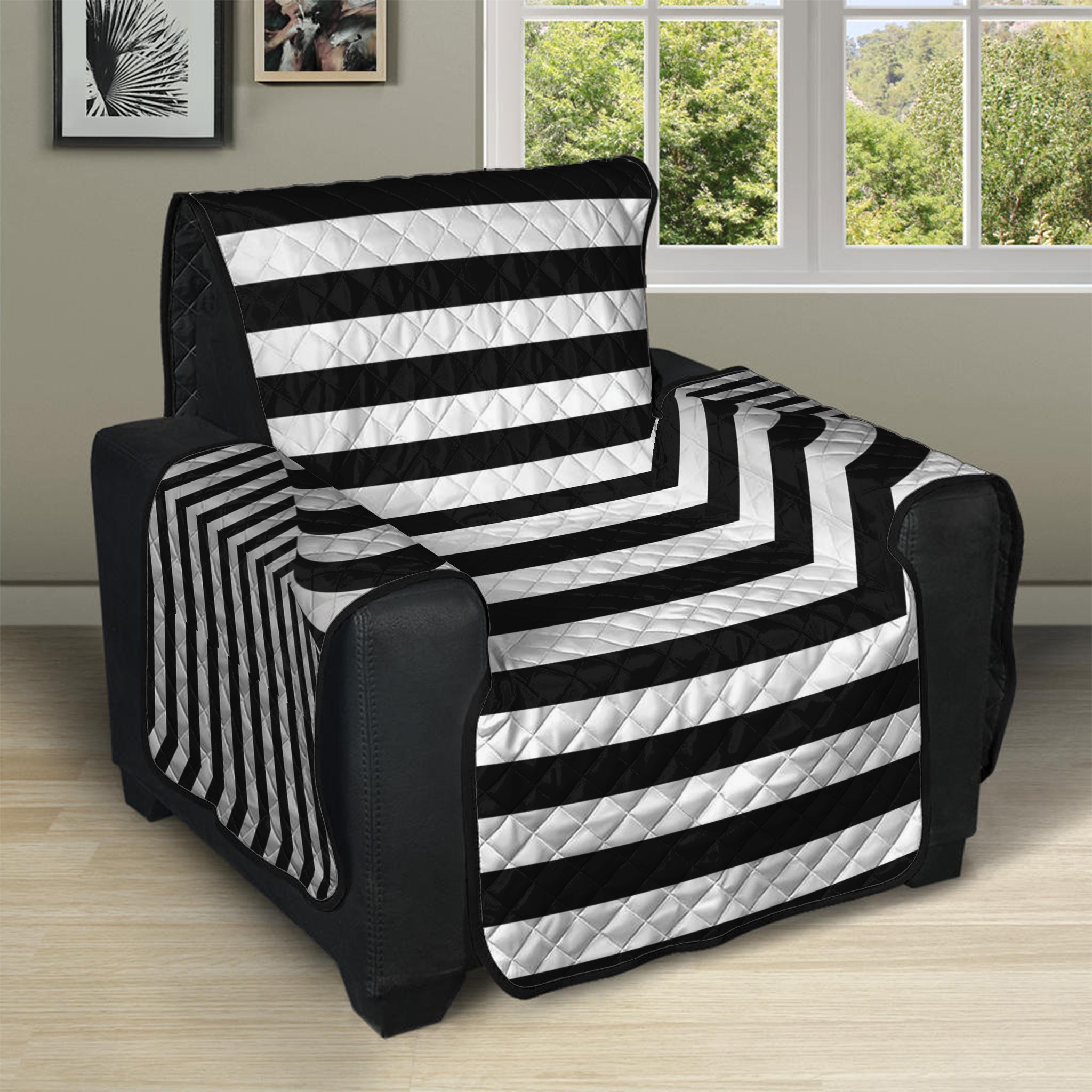 Black And White Torus Illusion Print Recliner Protector