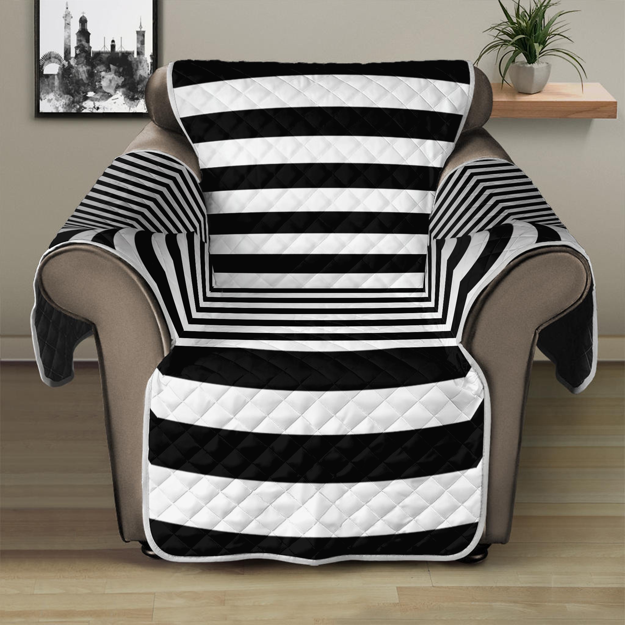 Black And White Torus Illusion Print Recliner Protector