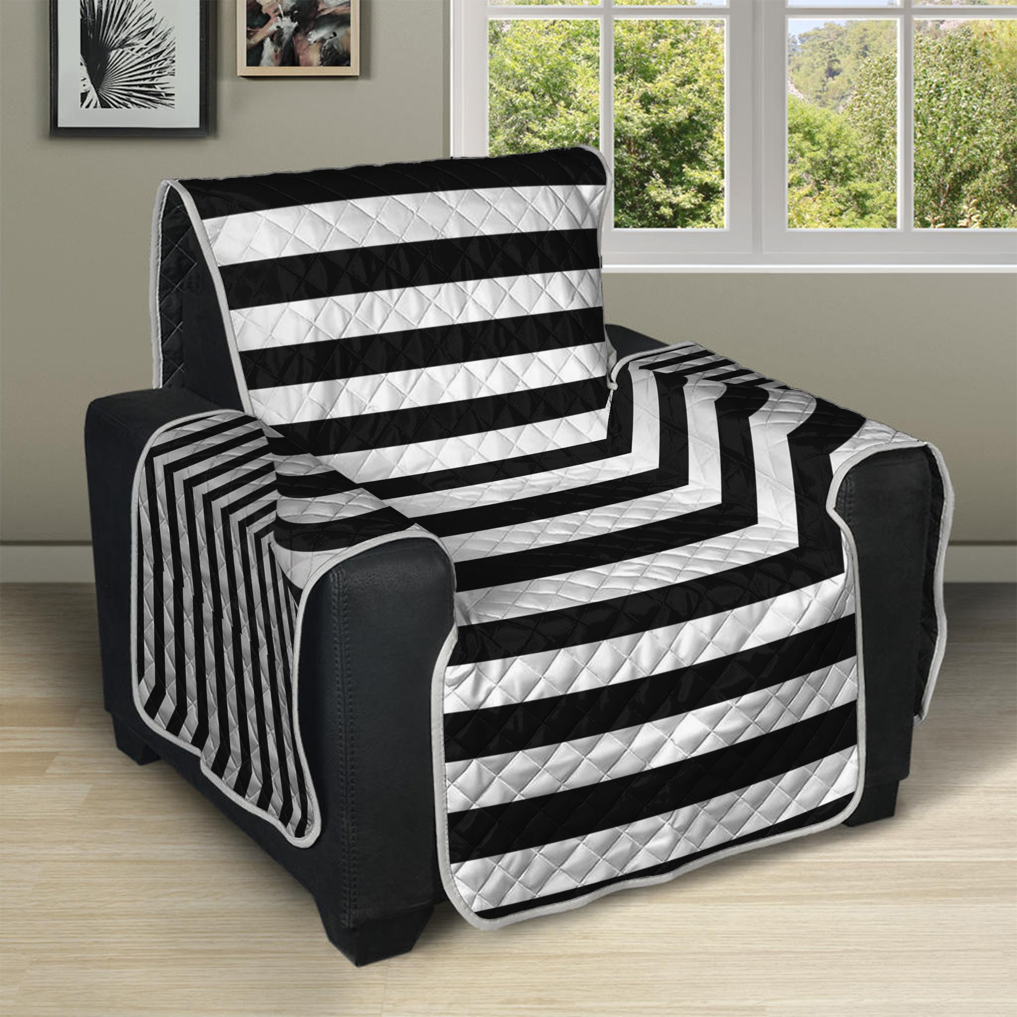 Black And White Torus Illusion Print Recliner Protector