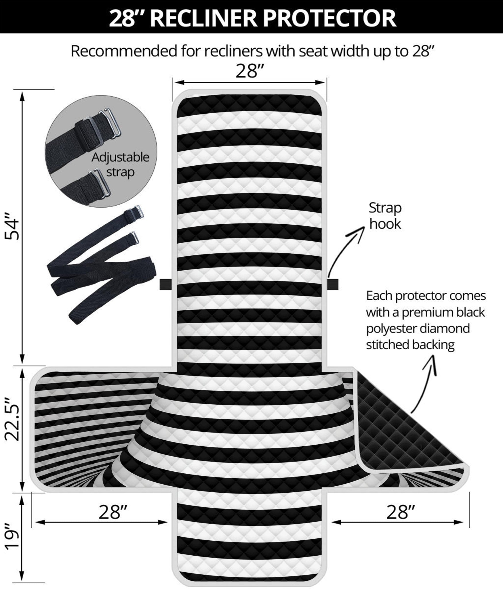 Black And White Torus Illusion Print Recliner Protector