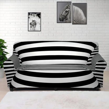 Black And White Torus Illusion Print Sofa Cover
