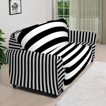 Black And White Torus Illusion Print Sofa Cover