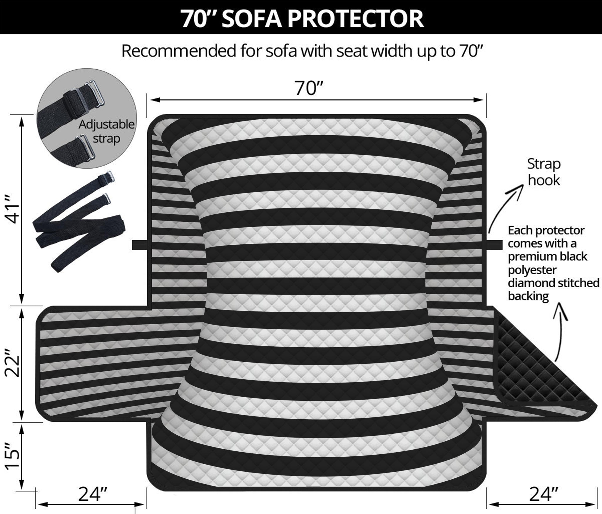 Black And White Torus Illusion Print Sofa Protector