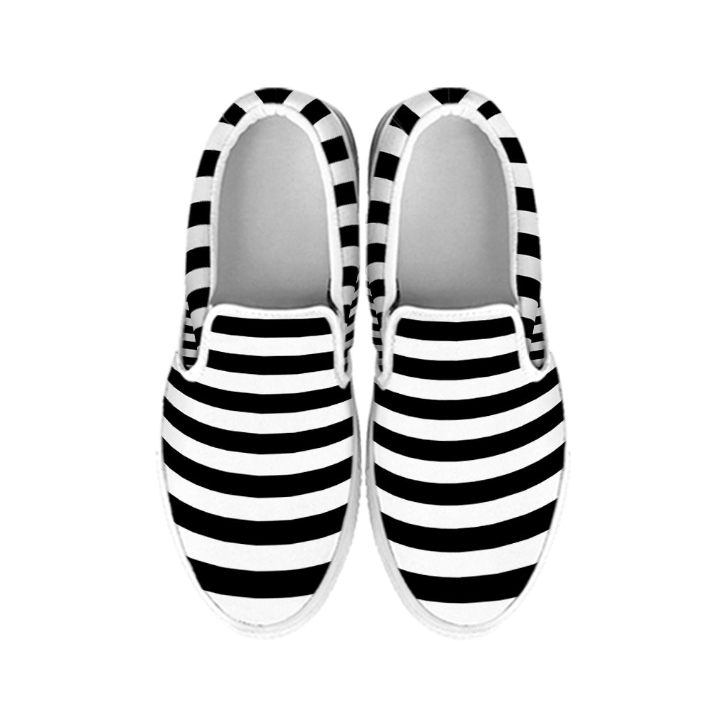 Black And White Torus Illusion Print White Slip On Shoes