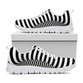 Black And White Torus Illusion Print White Running Shoes