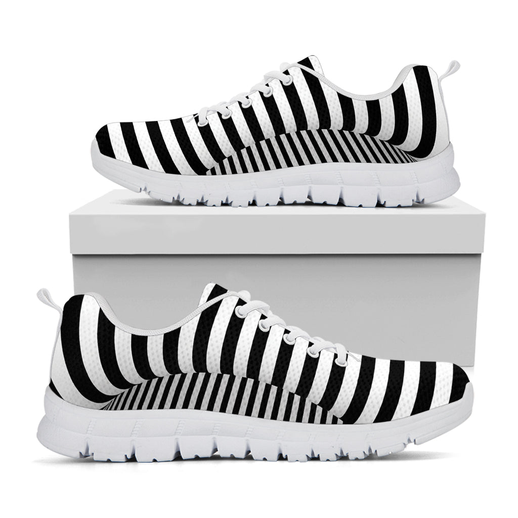 Black And White Torus Illusion Print White Sneakers