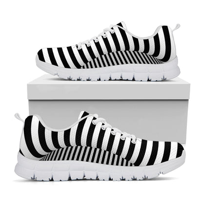 Black And White Torus Illusion Print White Sneakers