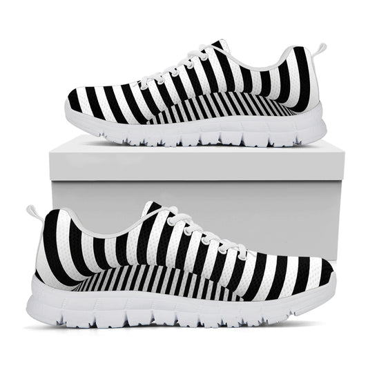 Black And White Torus Illusion Print White Sneakers