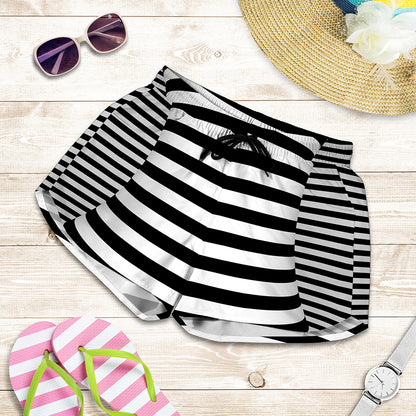 Black And White Torus Illusion Print Women's Shorts