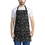 Black And White Totem Pattern Print Apron