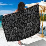 Black And White Totem Pattern Print Beach Sarong Wrap